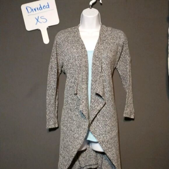 Divided long gray flow front cardigan.  Size xs. - Picture 1 of 3